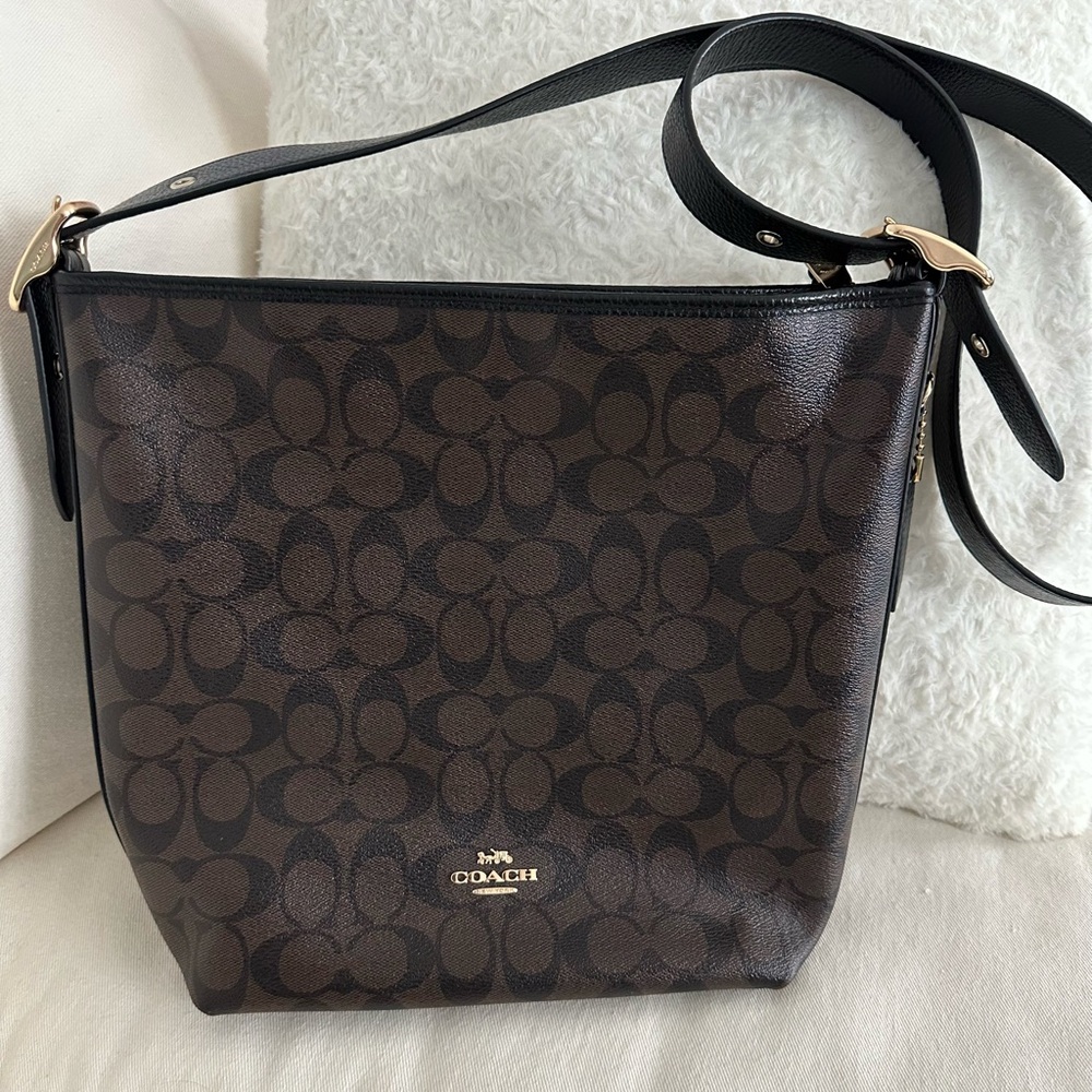 Coach Dark Brown Signature Shoulder Bag